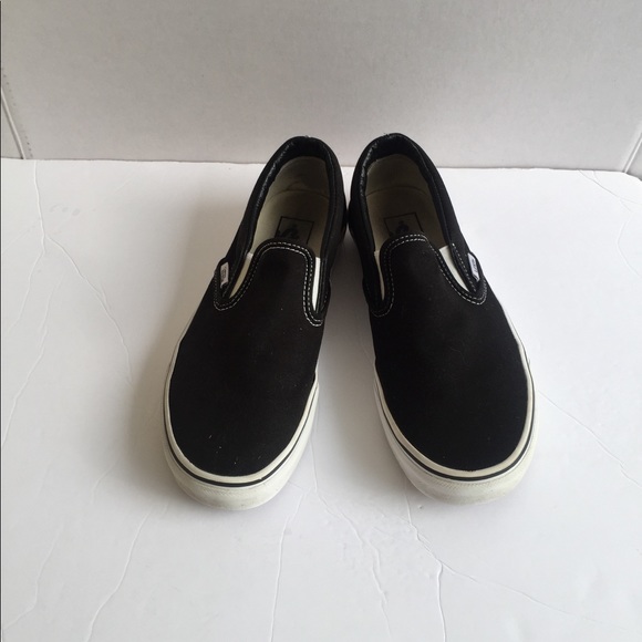 ladies black slip on vans